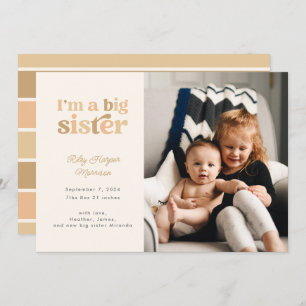 Ik ben een grote zus (neutraal) Foto Geboorte Aankondiging