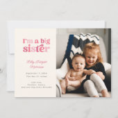 Ik ben een grote zus (roze) foto geboorte aankondiging (Voorkant)