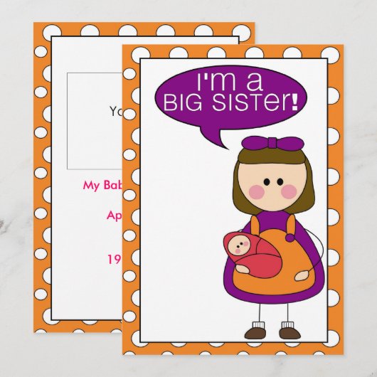 ik ben een grote zuster - aankondiging (Voorkant / Achterkant)