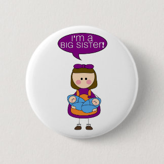 ik ben een grote zusterknop ( tweelingjongens ) ronde button 5,7 cm