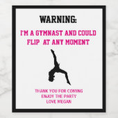Ik ben een Gymnast Magenta Gymnastiek Plezier Gepe Wijn Etiket (Enkel label)