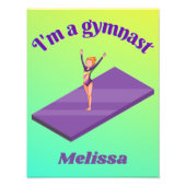 Ik ben een gymnast, meisje met leotard op Paarse G Foto Afdruk (Voorkant)