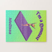 Ik ben een gymnast, meisje met leotard op Paarse G Legpuzzel (Horizontaal)