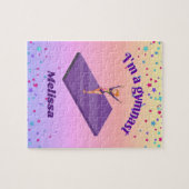 Ik ben een gymnast, meisje met leotard op Paarse G Legpuzzel (Horizontaal)