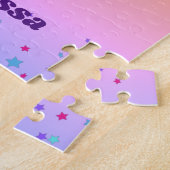 Ik ben een gymnast, meisje met leotard op Paarse G Legpuzzel (Zijkant)