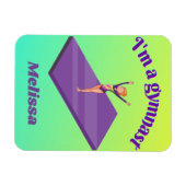 Ik ben een gymnast, meisje met leotard op Paarse G Magneet (Horizontaal)