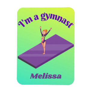 Ik ben een gymnast, meisje met leotard op Paarse G Magneet