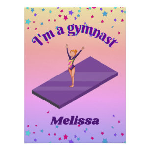 Ik ben een gymnast, meisje met leotard op Paarse G Perfect Poster