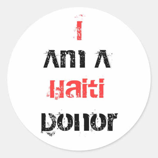 Ik ben een Haïti Donor Ronde Sticker (Voorkant)