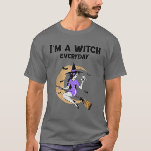 Ik ben een heks elke dag snelwegen Halloween grapp T-shirt