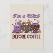 Ik ben een heks voor koffie briefkaart (Voorkant)