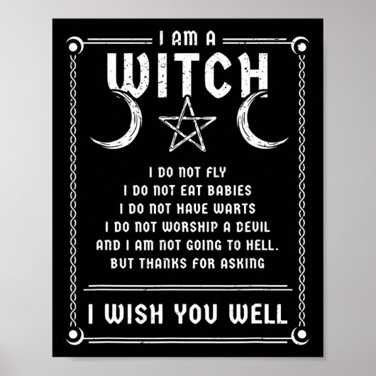 Ik ben een heks Wicca Halloween Pagan Costume Poster (Voorkant)