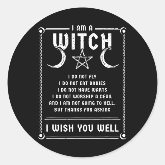 Ik ben een heks Wicca Halloween Pagan Costume Ronde Sticker (Voorkant)
