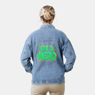 Ik ben een held Graffiti Vet Neon Street Art State Denim Jacket