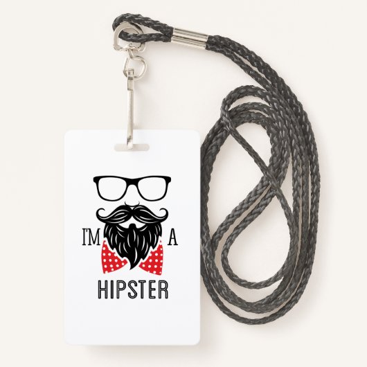 Ik ben een Hipster Badge (Voorkant met draagriem)