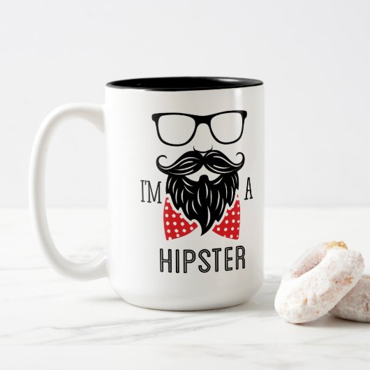 Ik ben een Hipster Tweekleurige Koffiemok (Met donut)