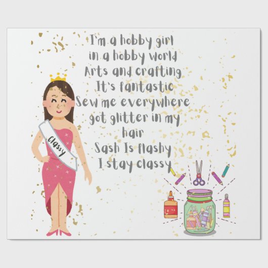 Ik ben een hobbymeisje in een hobbywereld cadeaupapier (Vlak)