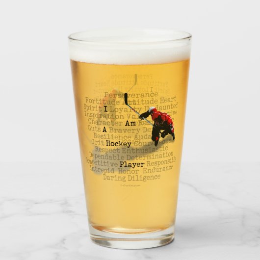Ik ben een Hockey Player Glas (Voorkant gevuld)