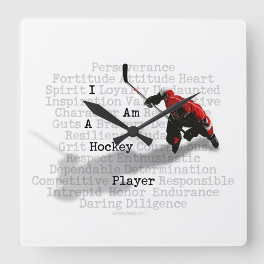 Ik ben een Hockey Player Vierkante Klok (Voorkant)