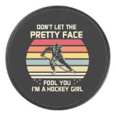 Ik ben een hockeymeisje hockey puck (Voorkant)