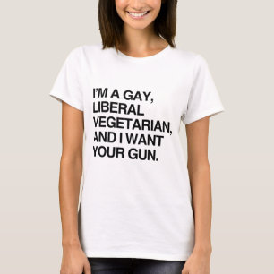 Ik ben een homoseksuele, liberale vegetariër t-shirt