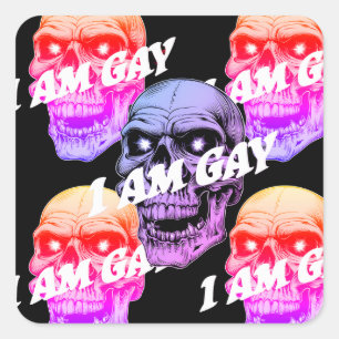 Ik ben een homoseksuele schedel vierkante sticker