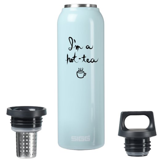 Ik ben een Hot-Tea - Custom Thermo (0.5L), Blauwgr Geïsoleerde Waterfles (Geopend)