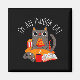 Ik ben een huiskat Funny Reading Coffee Gaming Cat Magneet