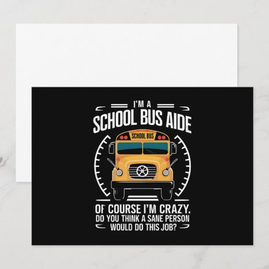 Ik ben een hulpje van een schoolbus Funny terug na Kaart (Voorkant / Achterkant)