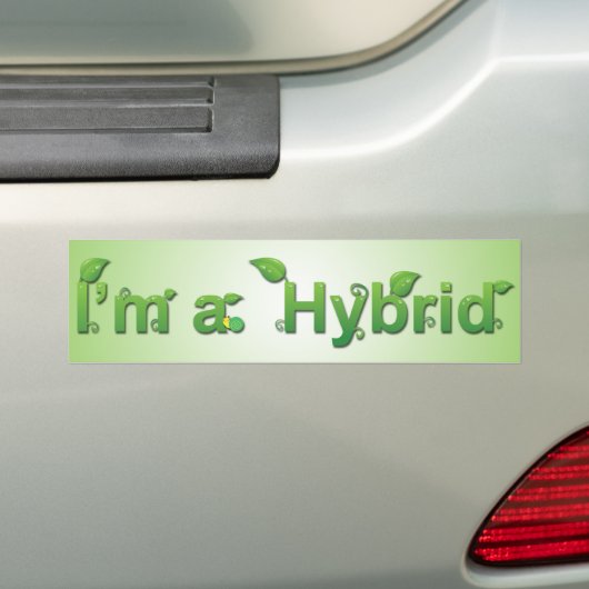 "Ik ben een Hybride" Bumpersticker (Op auto)