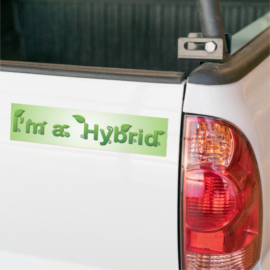 "Ik ben een Hybride" Bumpersticker (Op Truck)