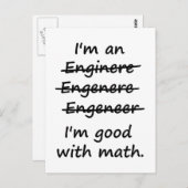Ik ben een ingenieur die ik goed in Wiskunde ben Briefkaart (Voorkant / Achterkant)