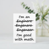 Ik ben een ingenieur die ik goed in Wiskunde ben Briefkaart (Staand voorkant)
