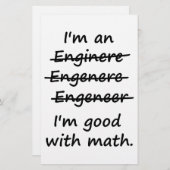 Ik ben een ingenieur die ik goed in Wiskunde ben Briefpapier (Voorkant / Achterkant)