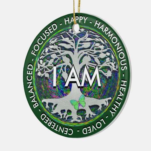 Ik ben een Inspirerend boodschap. Keramisch Ornament (Links)