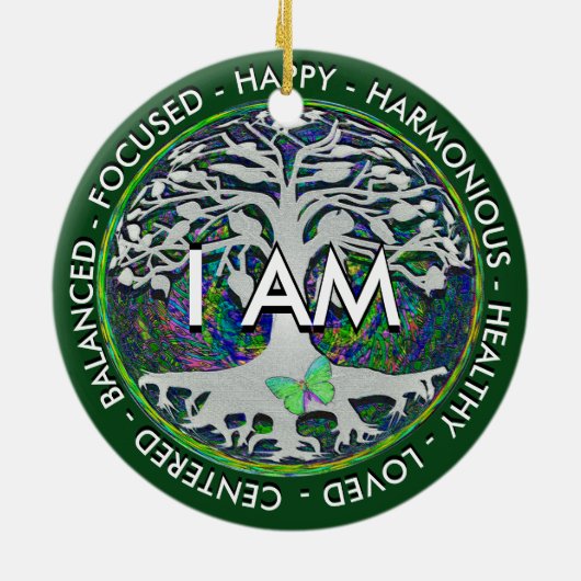 Ik ben een Inspirerend boodschap. Keramisch Ornament (Achterkant)