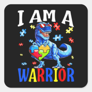 Ik ben een jonge autisme familie Dinosaur Autisme Vierkante Sticker