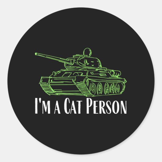 ik ben een kat persoon Panzer tijger tank model en Ronde Sticker (Voorkant)