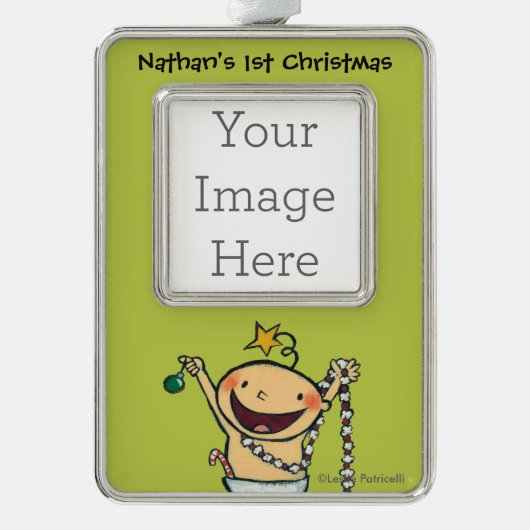 Ik ben een kerstboom! verzilverd omlijst ornament (Voorkant)