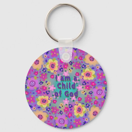 Ik ben een kind van God Boho Flowers  Sleutelhanger (Achterkant)