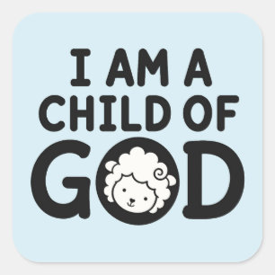 IK BEN EEN KIND VAN GOD Christelijk Baby Shower Vierkante Sticker