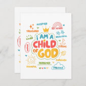 Ik ben een kind van God Christelijk Retro Jesus Fa Informatiekaartje (Voorkant / Achterkant)