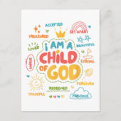 Ik ben een kind van God Christelijk Retro Jesus Fa Informatiekaartje (Achterkant)