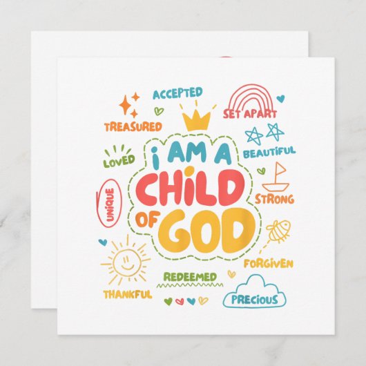 Ik ben een kind van God Christelijk Retro Jesus Fa Kaart (Voorkant / Achterkant)