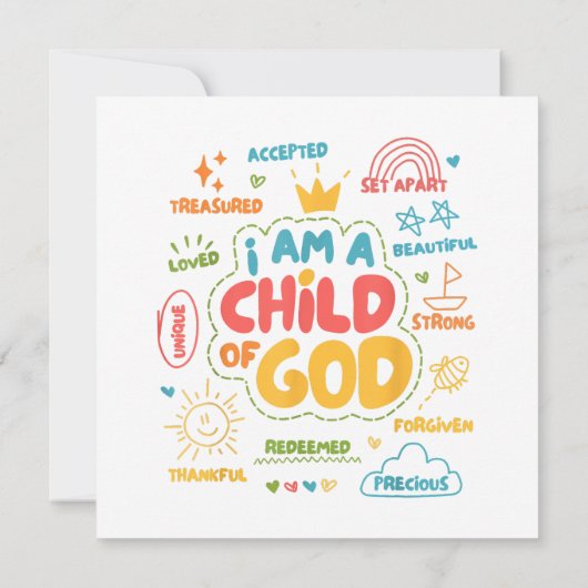 Ik ben een kind van God Christelijk Retro Jesus Fa Kaart (Achterkant)