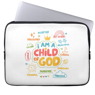 Ik ben een kind van God Christelijk Retro Jesus Fa Laptop Sleeve