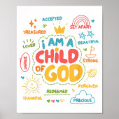 Ik ben een kind van God Christelijk Retro Jesus Fa Poster (Voorkant)