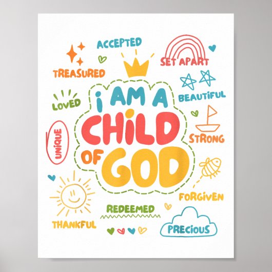 Ik ben een kind van God Christelijk Retro Jesus Fa Poster (Voorkant)