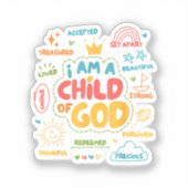 Ik ben een kind van God Christelijk Retro Jesus Fa Sticker (Voorkant)