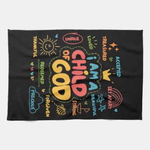 Ik ben een kind van God Christelijk Retro Jesus Fa Theedoek